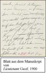 Blatt aus dem Manuskript von Lieutenant Gustl, 1900